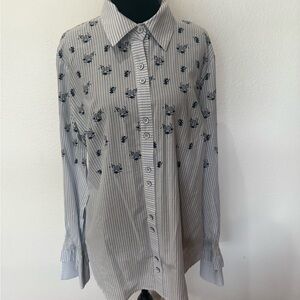 CAbi Striped Blue and White Shirt